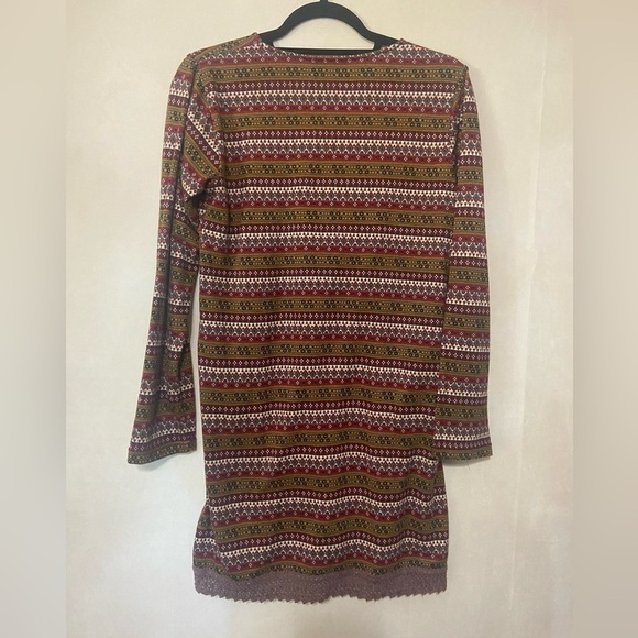 Yak & Yeti women's M nordic print crochet trim pocket tunic mini dress EUC - Picture 8 of 8
